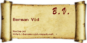 Berman Vid névjegykártya